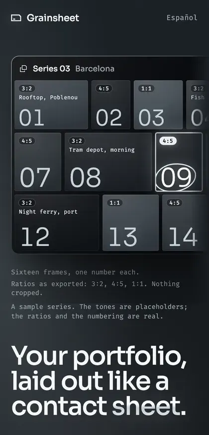 Grainsheet a 375 px: primera pantalla en móvil